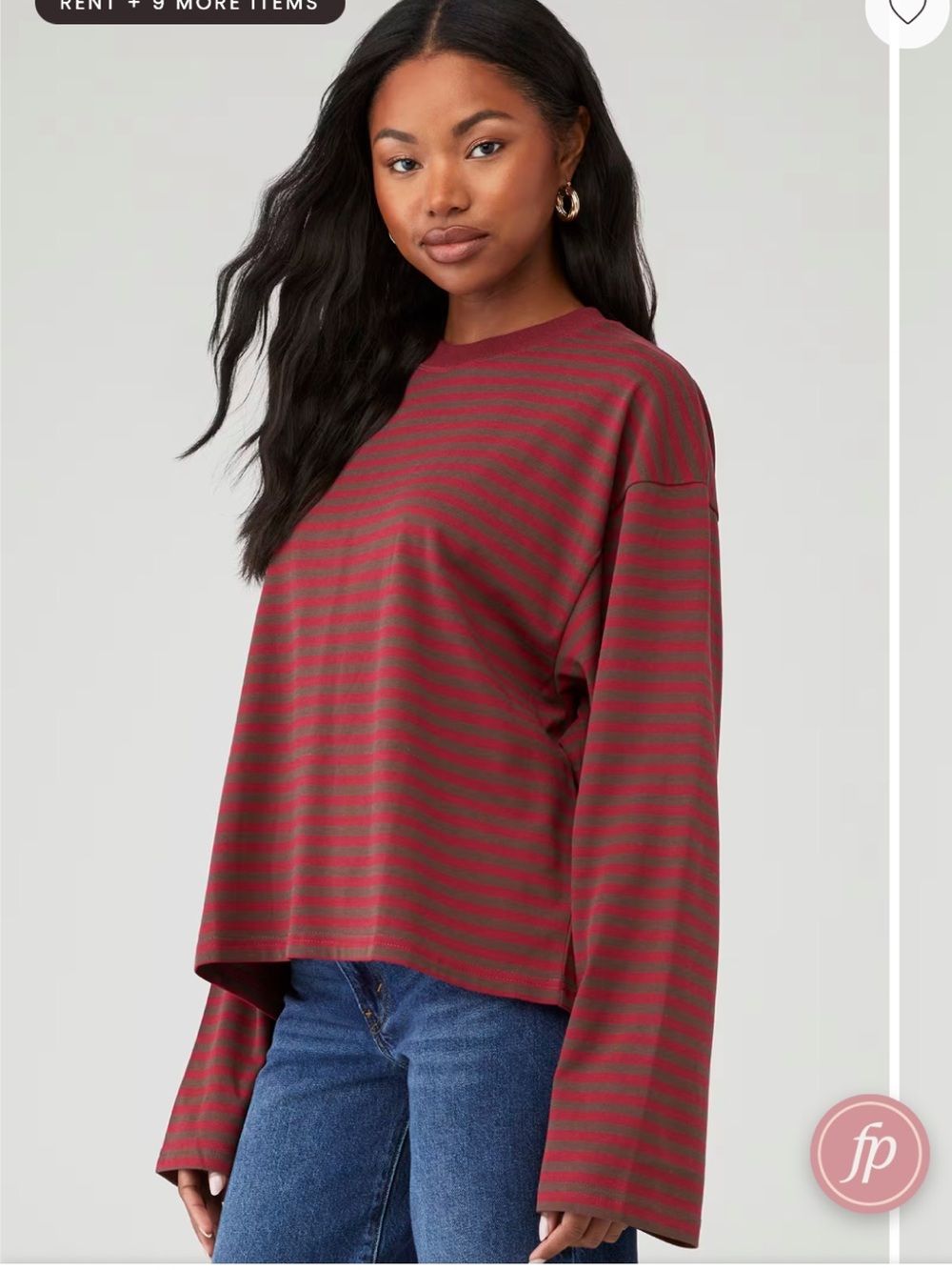 Lioness Bloom Long Sleeve Shirt in Chocolate Wine Stripe.